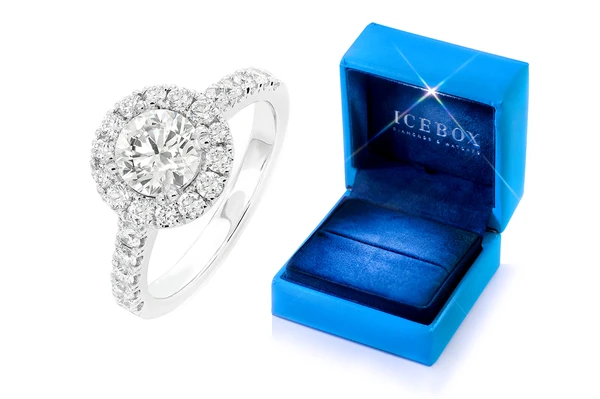 1.00ct Round Solitaire - Halo - Diamond Engagement Ring - All Natural