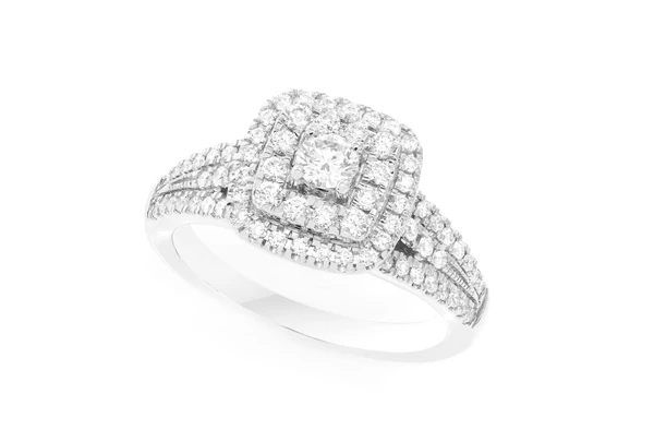 0.75ctw - Cushion Two Tier Halo - Diamond Engagement Ring - All Natural
