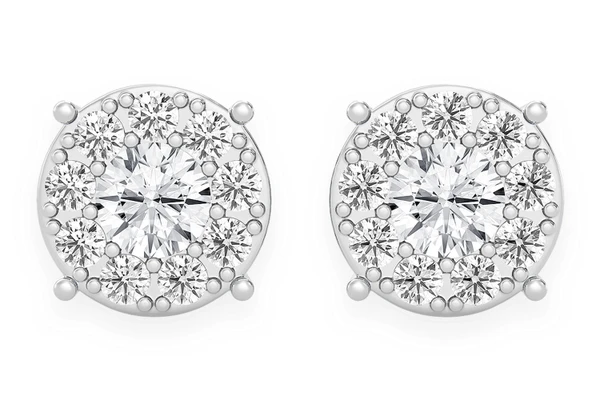 1.00ctw Mosaic Stud Diamond Earrings 14k Solid Gold 