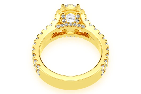 Sphinx - 1.00ct Oval Solitaire - Two Row Split Scallop - Diamond Engagement Ring - All Natural Vs Diamonds