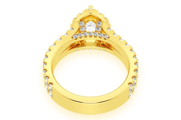 Sphinx - 1.00ct Pear Solitaire - Two Row Split Scallop - Diamond Engagement Ring - All Natural