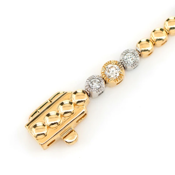 Beaded Milgrain Trio Diamond Bracelet 14k Solid Gold 0.60ctw