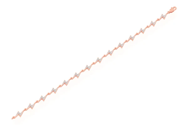 Lightning Bolt Eternity Diamond Bracelet 14k Solid Gold 1.25ctw