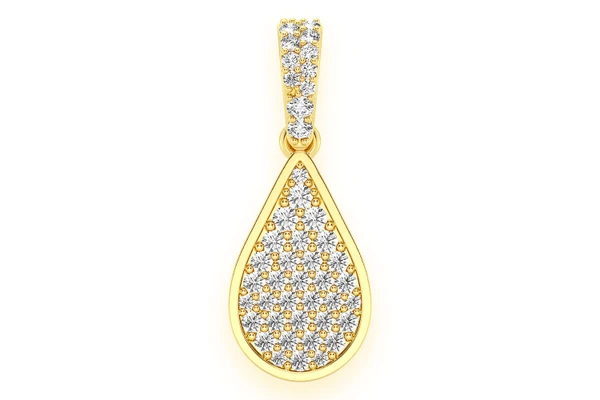 Water Drop Emoji Diamond Pendant 14k Solid Gold 0.33ctw