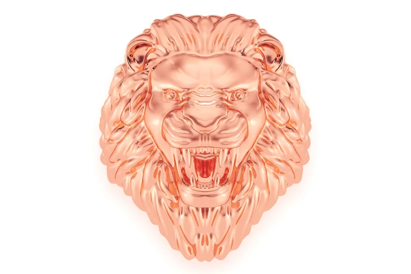 Plain Lion Head Ring 14k Solid Gold 