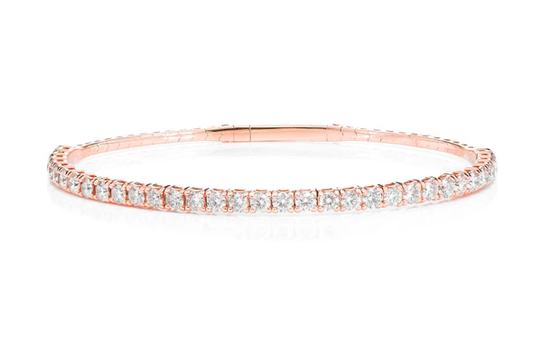 8pt Prong Set Flex Diamond Tennis Bangle Bracelet 14k Solid Gold 2.90ctw