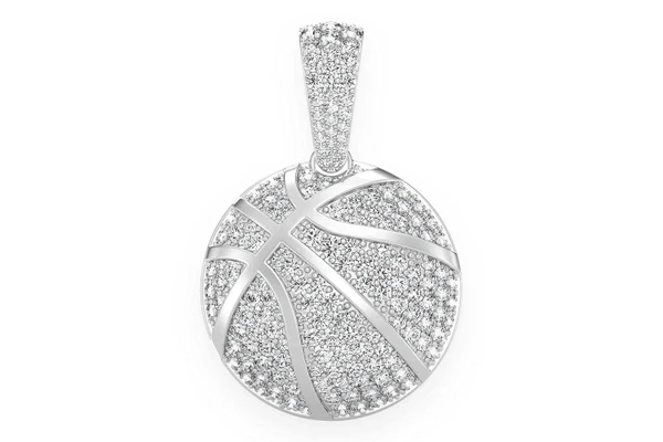 Basketball Diamond Pendant 14k Solid Gold 2.00ctw