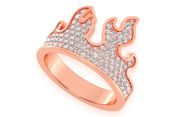 Fire Flame Diamond Ring 14k Solid Gold 1.00ctw