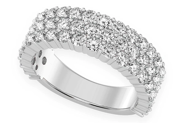 3 Row Diamond Band 14k Solid Gold 2.20ctw