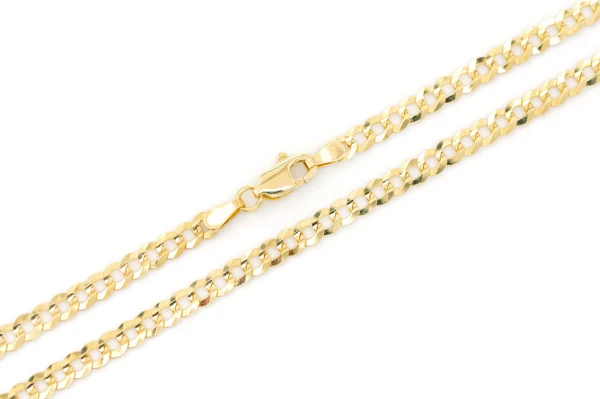 3.5MM Flat Curb Link 14k Solid Gold Chain