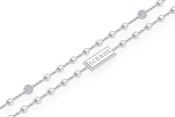 Diamond Bead Rosary Chain 14k Solid Gold 2.75ctw