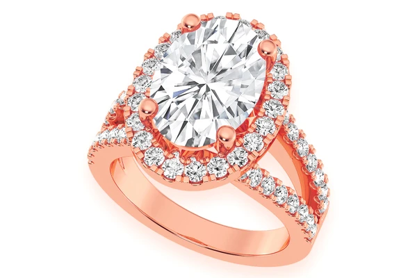 3.00ct Oval Solitaire - Two Row Split - Diamond Engagement Ring - All Natural Vs Diamonds