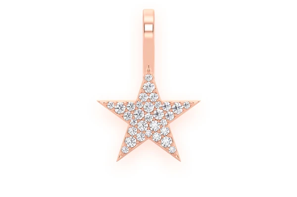 Five Point Star Diamond Pendant 14k Solid Gold .20ctw