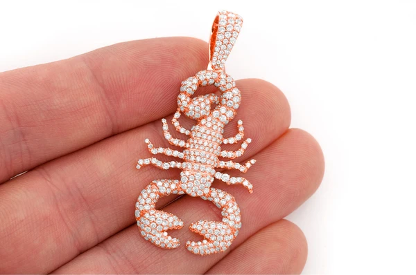 Scorpion Diamond Pendant 14k Solid Gold 3.40ctw