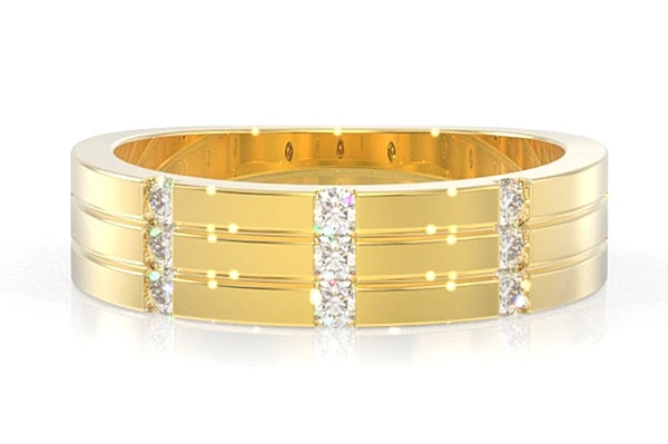 3 Row Cigar Diamond Ring 14k Solid Gold 0.33ctw