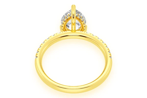 Thinn - 2.00ct Pear Solitaire - One Row Under Halo - Diamond Engagement Ring - All Natural
