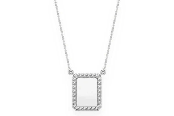 Rectangle Picture Diamond Necklace Connected 14k Solid Gold 0.15ctw