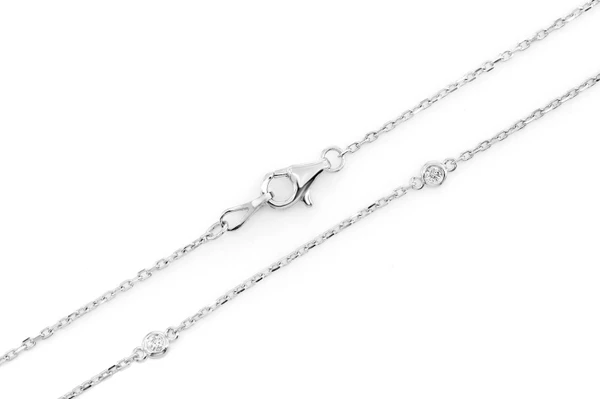 Round Bezel Set Diamond Necklace Connected 14k Solid Gold 0.35ctw