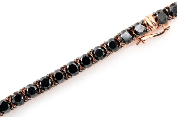 Black Diamond Prong Set Tennis Necklace 14k Solid Gold 62.25ctw