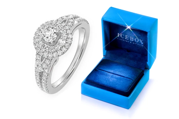 0.75ctw - Round Two Tier Halo - Diamond Engagement Ring - All Natural