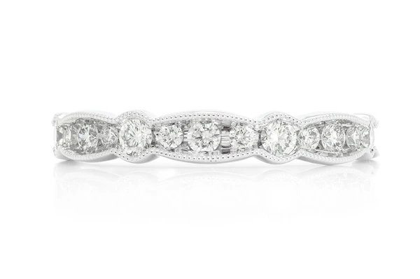 Classic Swirl Milgrain Diamond Ring 14k Solid Gold 0.75ctw