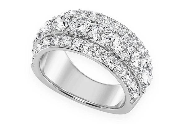 Three Row Diamond Band 14k Solid Gold 4.25ctw