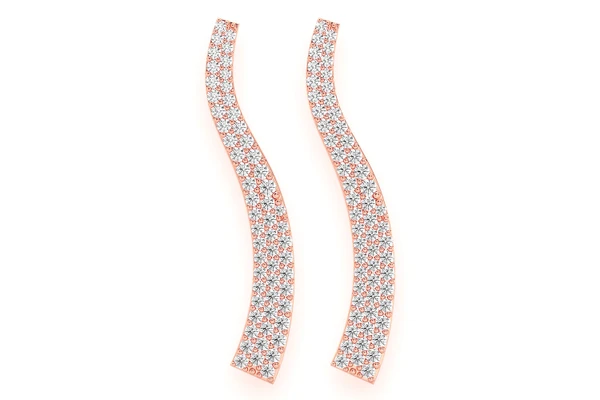 Curve Dangling Diamond Earrings 14k Solid Gold 0.90ctw