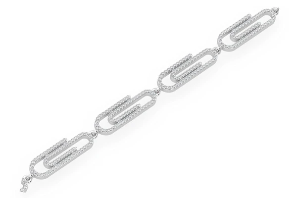 Paper Clip Eternity Diamond Bracelet 14k Solid Gold 1.85ctw
