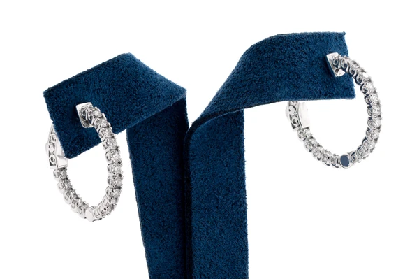 Round Inside-Out Diamond Hoop Earrings 14k Solid Gold 1.85ctw