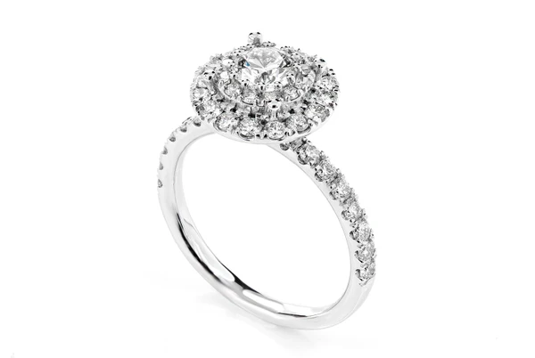 1.00ctw - Round Double Halo - Diamond Engagement Ring - All Natural