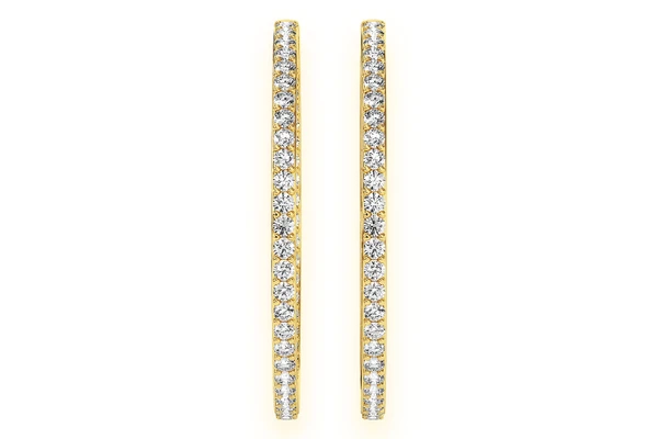 Medium Inside-Out Hoop Diamond Earrings 14k Solid Gold 2.75ctw