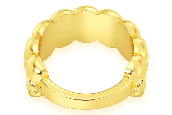 Nine Skulls Diamond Ring 14k Solid Gold 0.40ctw