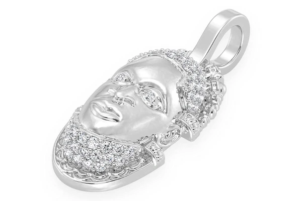 Edo Mask Diamond Pendant 14k Solid Gold 0.25ctw