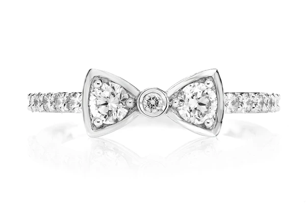 Bezel Bow Diamond Ring 14k Solid Gold 0.50ctw