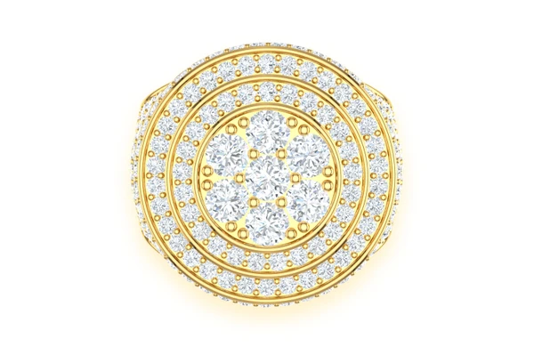 Three Layer Lollipop Signet Diamond Ring 14k Solid Gold 6.00ctw