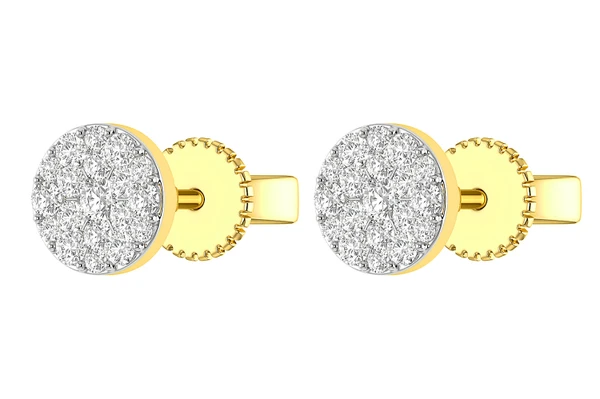 Diamond Disc Cluster Stud Earrings 14k Solid Gold 0.40ctw