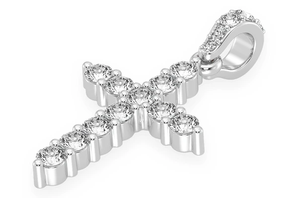 Basket Cross Diamond Pendant 14k Solid Gold 0.40ctw