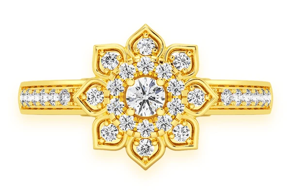 0.40ctw - Pointy Floral - Diamond Engagement Ring - All Natural