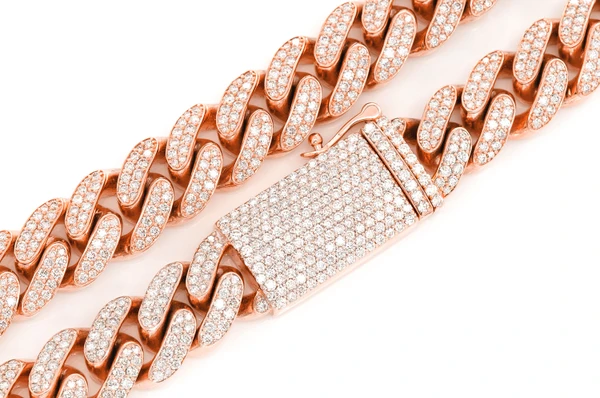 14MM Miami Cuban Link Diamond Necklace 14k Solid Gold 22.00ctw