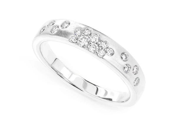 Gypsy Set Diamond Cluster Band Ring 14k Solid Gold 0.33ctw