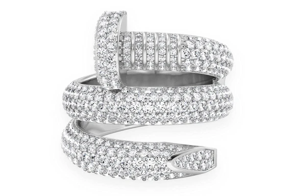 Nail Wrap Diamond Ring 14k Solid Gold 3.00ctw