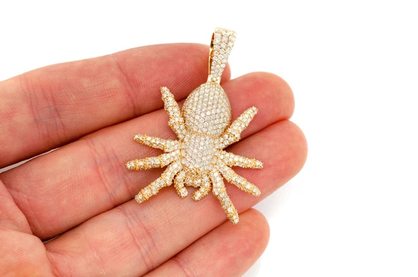 Spider Crawling Diamond Pendant 14k Solid Gold 4.00ctw