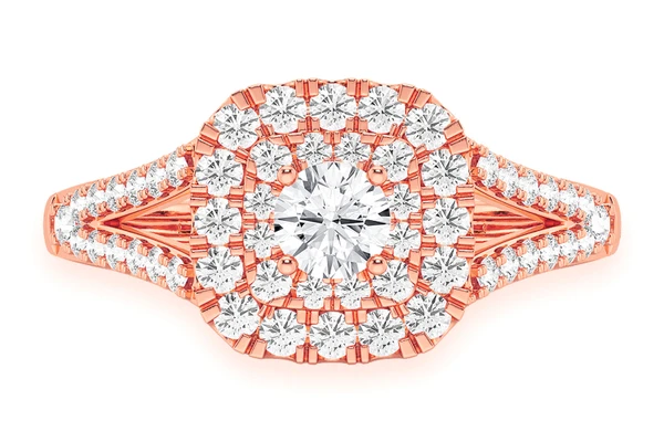 0.75ctw - Cushion Double Halo Ring - Diamond Engagement Ring - All Natural