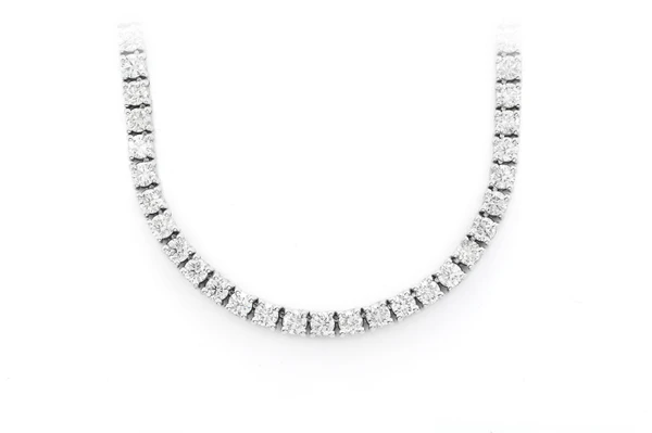 17pt Prong Set Diamond Tennis Necklace 14k Solid Gold 24.00ctw