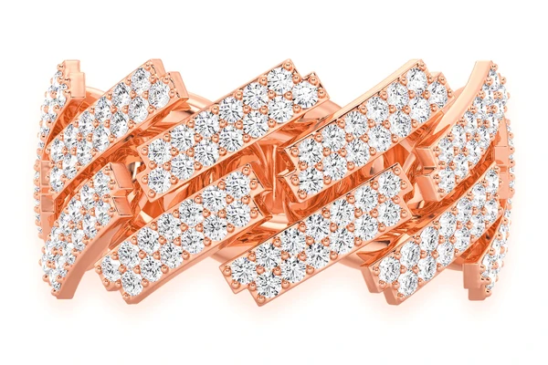 Jagged Miami Cuban Diamond Ring 14k Solid Gold 1.45ctw