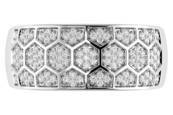 Honeycomb Diamond Band Ring 0.25ctw 14k Solid Gold
