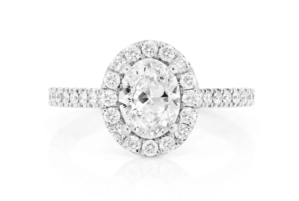1.00ct Oval Solitaire - Halo Diamond Engagement Ring - All Natural