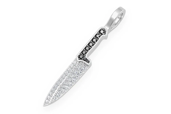Chef's Knife Diamond Pendant 14k Solid Gold .25ctw