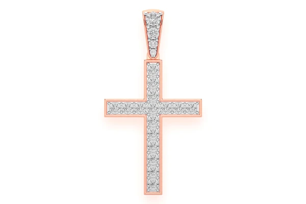 Miracle Set Cross Diamond Pendant 14k Solid Gold 0.35ctw