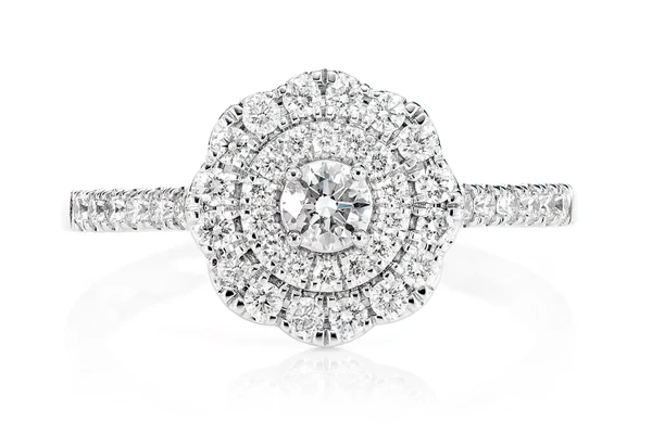 0.35ctw Bezel Center Triangle Side - Diamond Engagement Ring - All Natural 